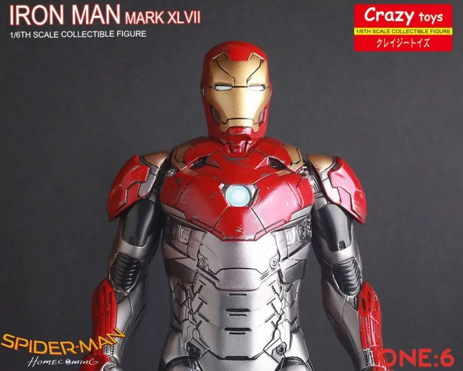 Сумасшедшие игрушки Marvel Мстители со знаком Железного человека XLVII Mk47 1/6 масштаб