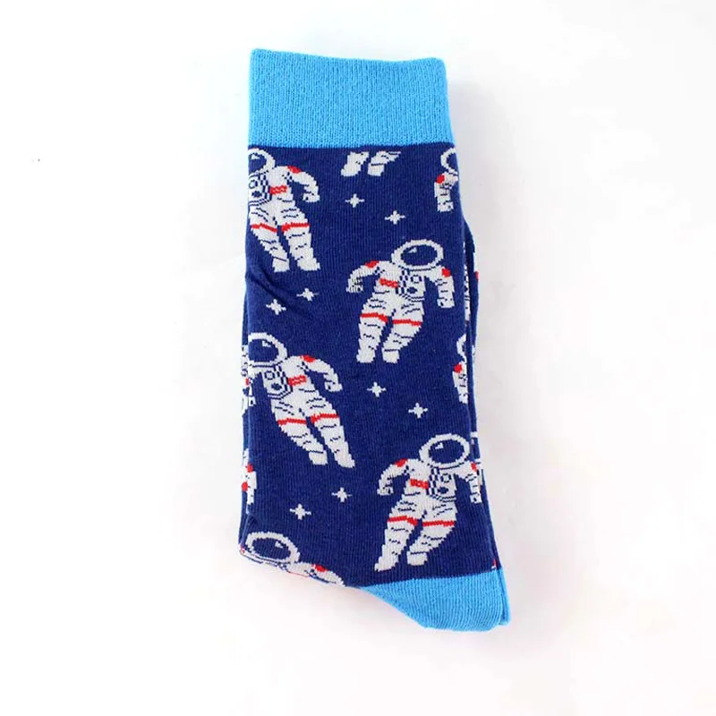 Happy Socks, новинка, мужские носки с рисунками животных, женские винтажные носки с масляной краской, Акула, Мона, Лиза, Короткие забавные хлопковые носки с креативным рисунком - Цвет: astronaut