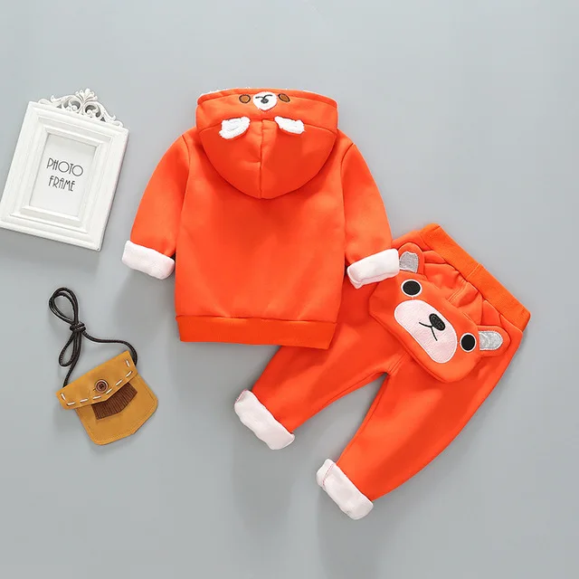 Baby Boys Girl Thick Warm Clothing Sets Winter Fleece Tops Coat +pants 2pcs Children's Outfits Kids Sports Tracksuit Clothes | Детская