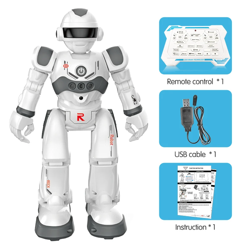 gray usb зарядка робот Танцующая Поющая история книга жесты фигурка управления RC робот игрушка для мальчиков детей - Цвет: gray