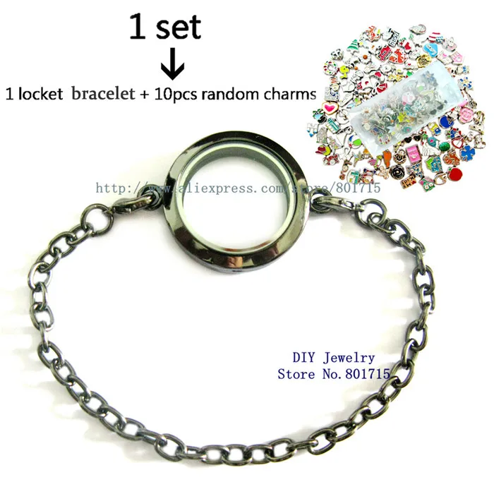 Оптовая продажа черный пистолет около 30 мм стеклянный плавающий медальон