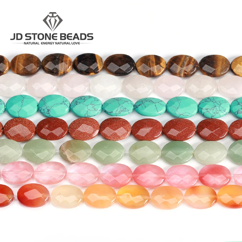 Faceted Oval Shape Natural Gemstone tiger eye stone Amethyst Semi-precious for Jewelry Making Necklace Bracelet Accessory | Украшения и