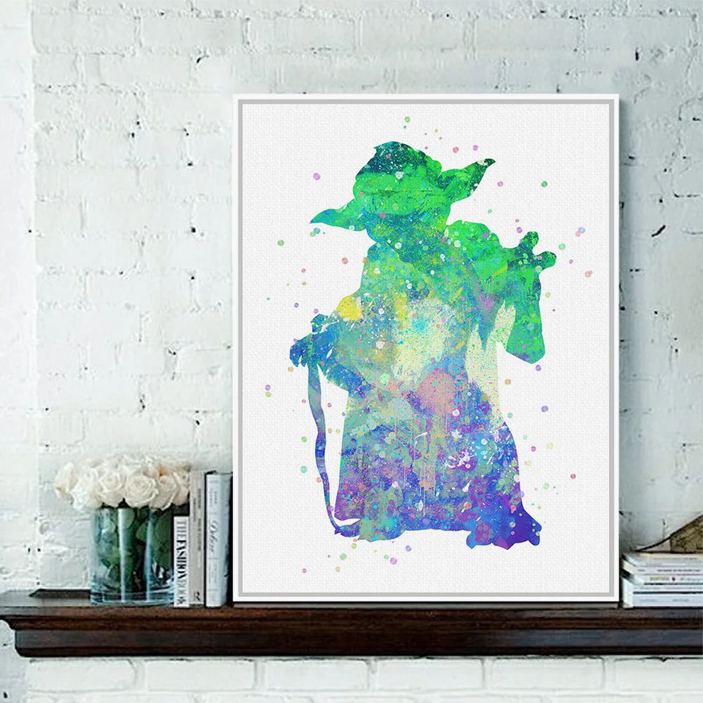 Оригинальный акварель Звездные войны йода поп фильм А4 огромный художественный