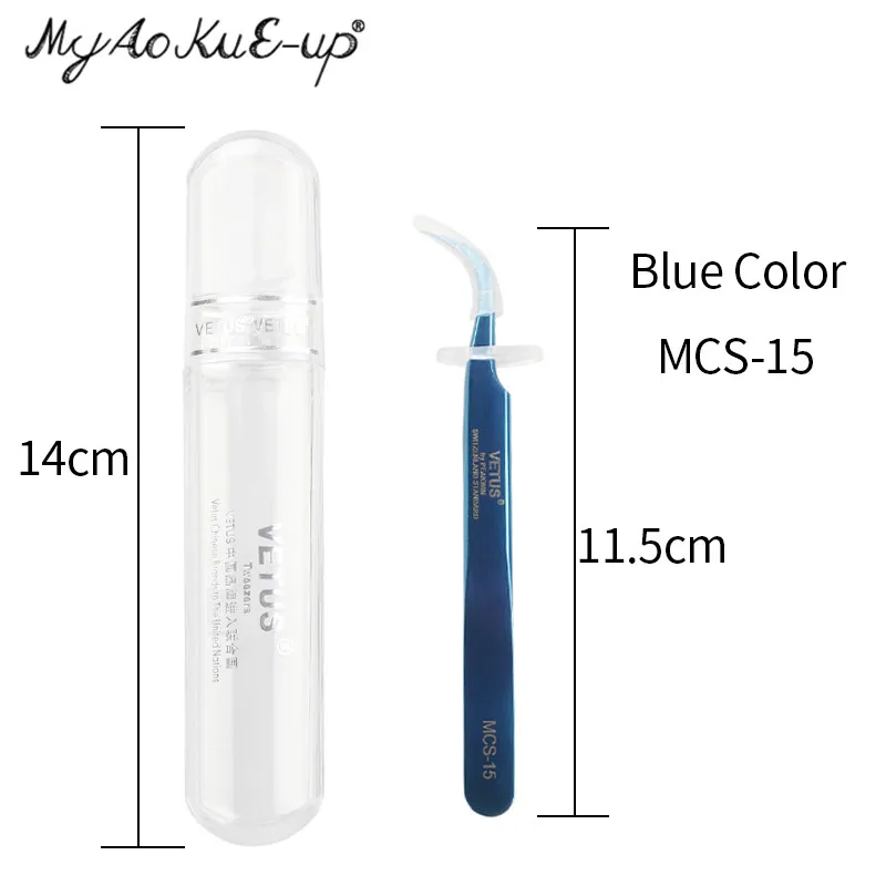 Mcs 15 blue Новая серия MCS Премиум Пинцет норковые ресницы удлинение качество ультра тонкий высокая точность нержавеющая сталь антистатические пинцеты - Цвет: Mcs 15 blue