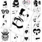 Черные кружевные Временные татуировки, боди-арт, живопись, грудь, Васит, ноги, татуировки для взрослых, сексуальные, водонепроницаемые, реалистичные, листы наклейки