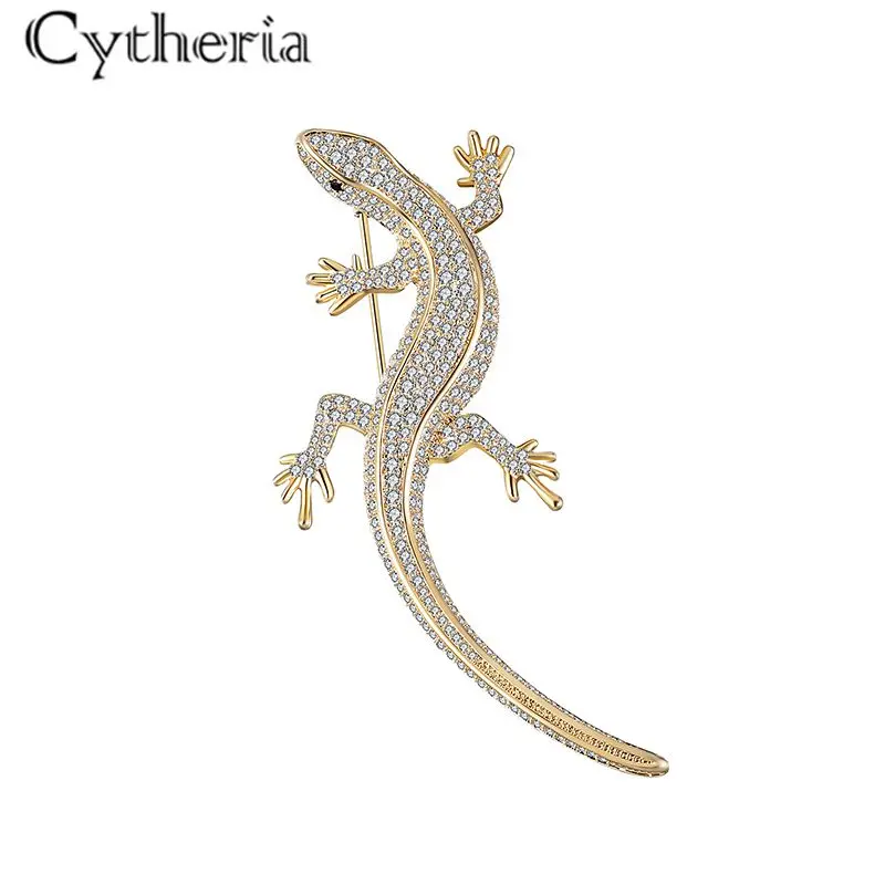 Крутая ящерица Cytheria золотой серебряный цвет бриллиантовые Броши для женщин и