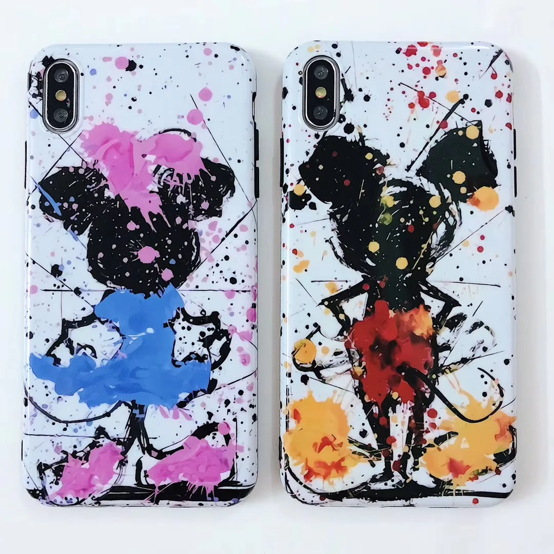 Классический чехол для телефона с рисунком Микки и Минни iPhone 7 8 6 S Plus X Xs Max Xr Cute doodle