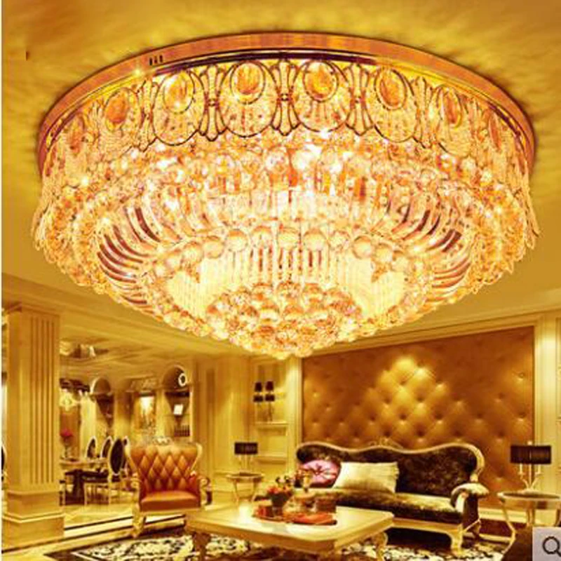 Современная Минималистичная Золотая круглая светодиодная хрустальная лампа для