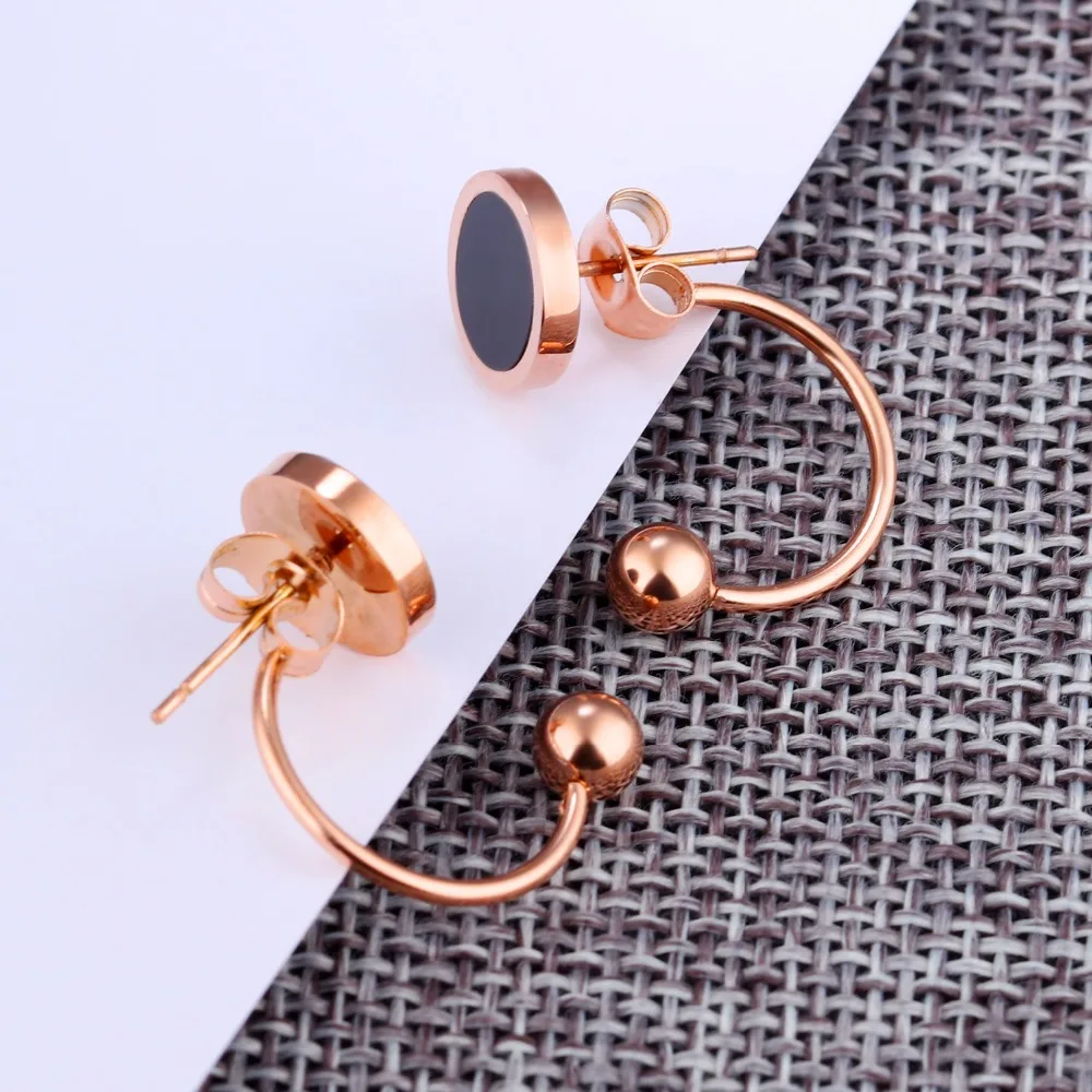 Модный императрица Стиль Jewelry цвета розового золота u-образный черный круглый