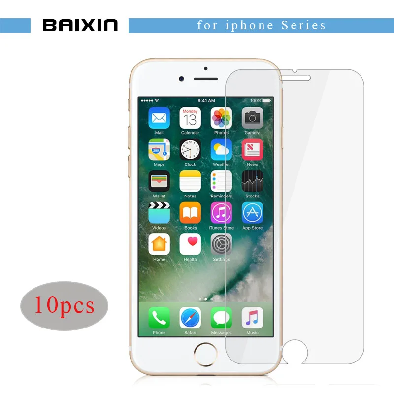 Baixin 10 шт для iphone 8 7 6 6s закаленное стекло Защита экрана X XS XR 4 5 5c plus усиленная