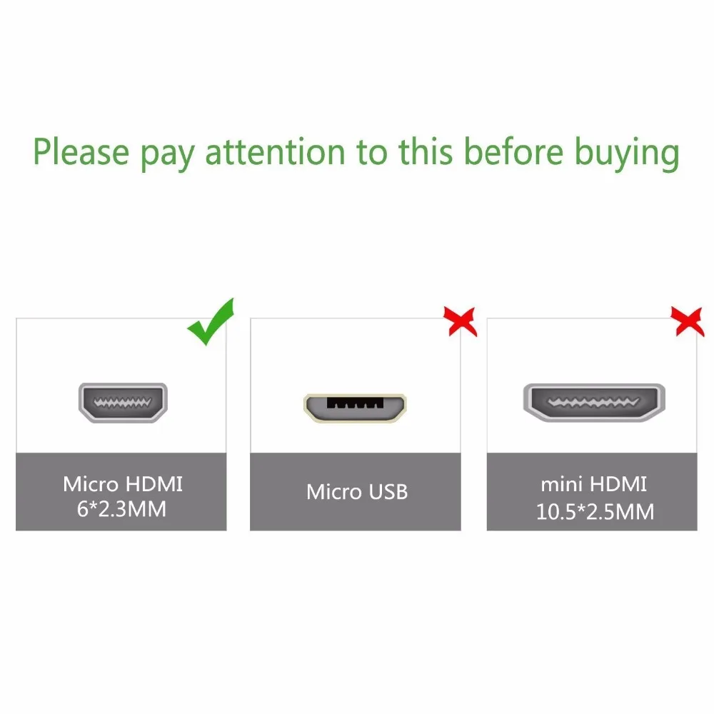Кабель Micro HDMI (тип D) совместимый A) позолоченный (высокая скорость) поддерживает