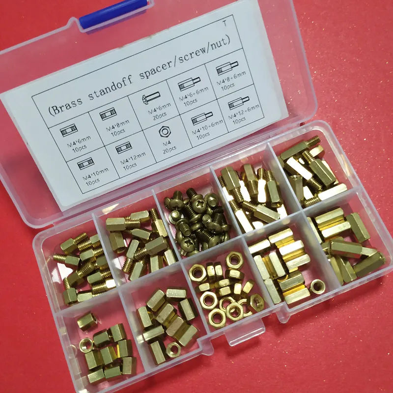 120 шт. M4 Шестигранная гайка винт с прорезями латунная резьба опора PCB PC