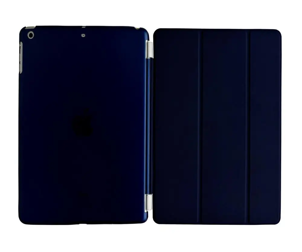 Чехол для Apple, iPad 9.7 искусственная кожа тонкая магнитная спереди Smart Cover кожи+ жесткий- сна проснуться интеллектуальные - Цвет: Dark blue-F-89