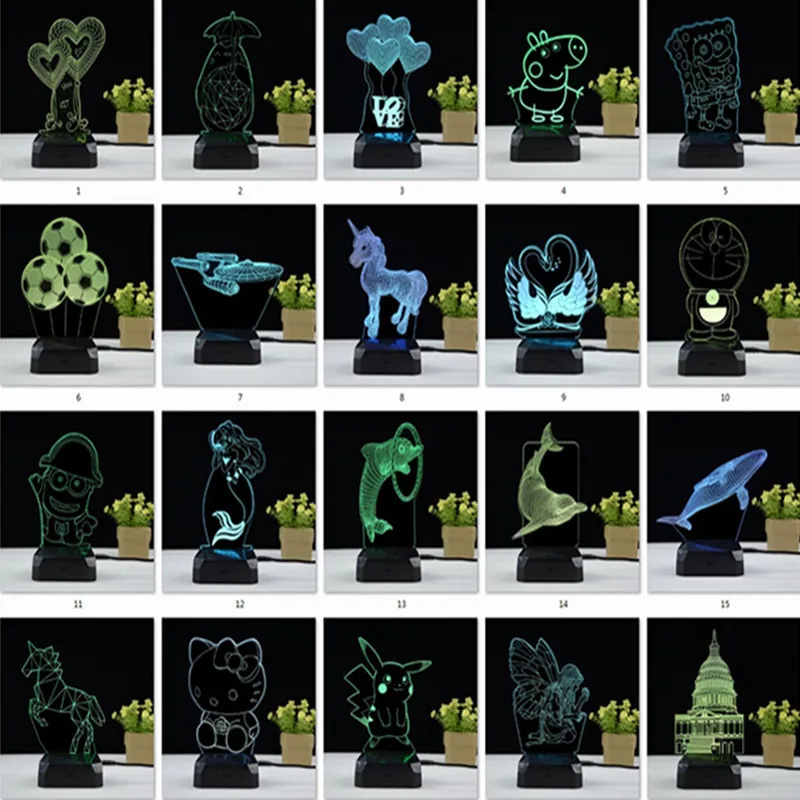 

3D Creative Acylic lighting jellyfish cartoon luminous lamp led birthday creative lamp night lighting