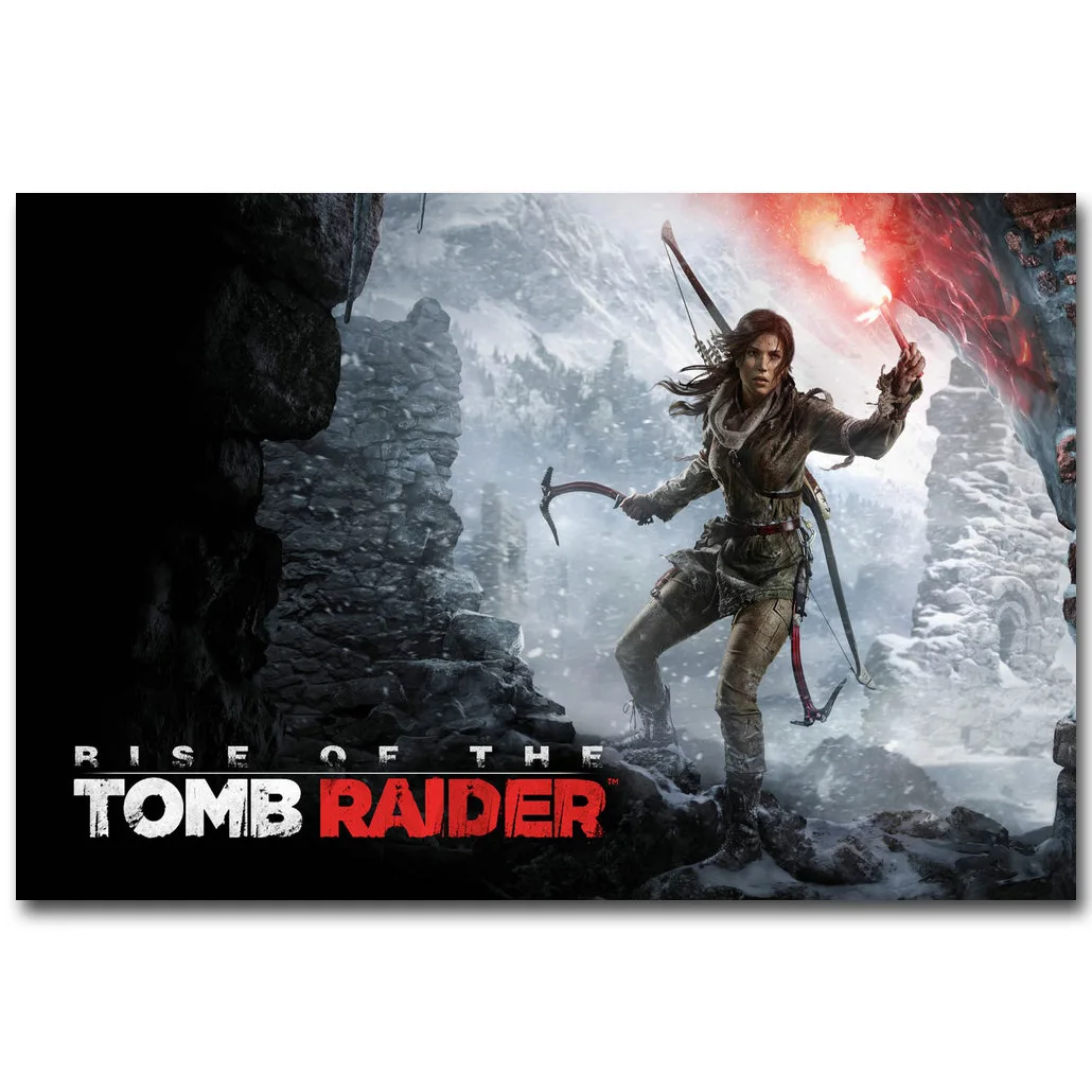 Lara Croft Rise Of The Tomb Raider художественный постер из шелковой ткани с принтом 13х20 24х36