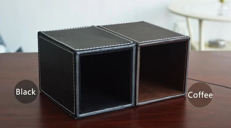 PITEBO черная кожаная квадратная подставка для карандашей, коробка для канцелярских принадлежностей, органайзер для офиса