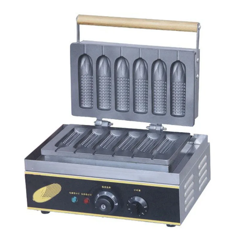 

Hot Sale six pieces Commercial Use Electric Lolly Waffle Maker Machine hot dog grill Corn oven,