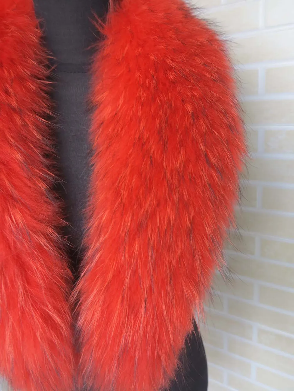 Подлинная вся кожа Orange красный мех енота воротник/меховой шарф/Лидер продаж 95*15