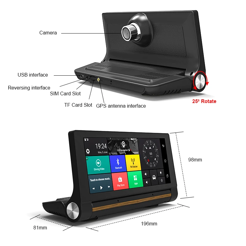 Автомобильный видеорегистратор KEELEAD 6 86 дюйма 4G GPS навигация Android 5 1 с Wi Fi 1080P Bluetooth