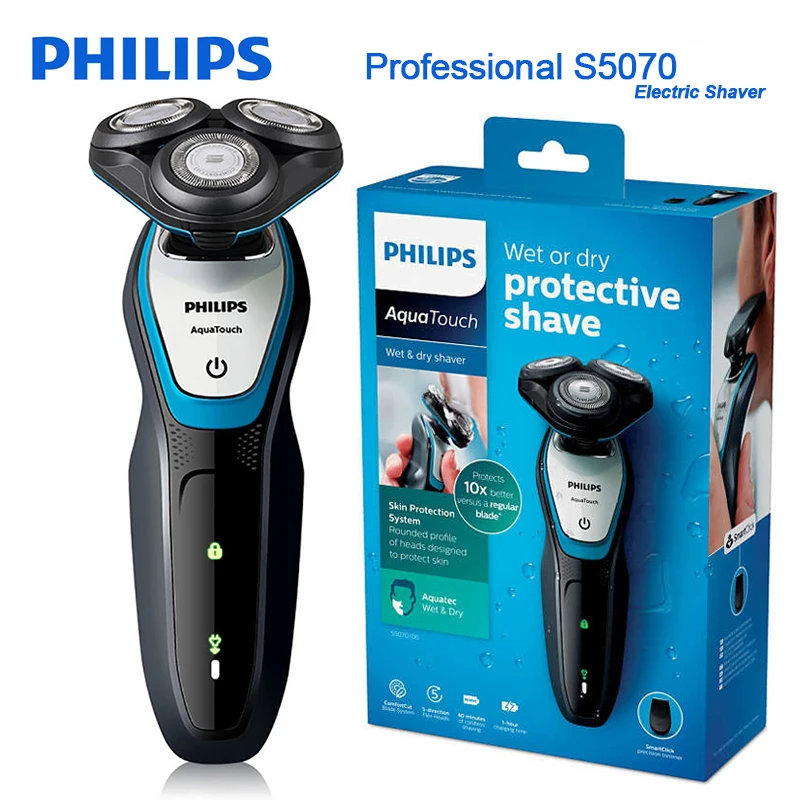 Профессиональная Электробритва Philips S5070/04 Aquatouch Функция Wet& Dry ComfortCut Blade system 40 мин беспроводное использование/Зарядка 1 ч