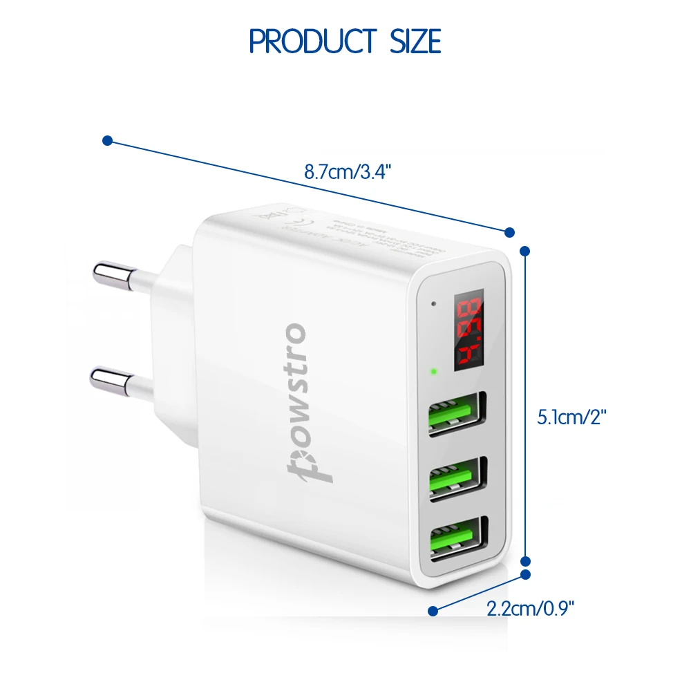 Быстрое зарядное устройство Powstro для мобильных телефонов 5 В 3 А сетевое с USB