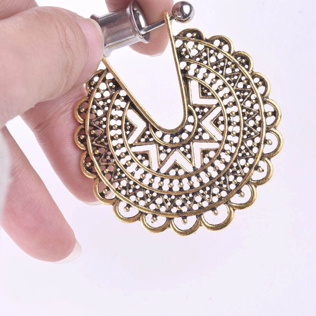 Magiideal Boho полые филигранные цветы из нержавеющей стали Висячие Затычки Для туннельного пирсинга винтажный калибр 6 мм-12 мм