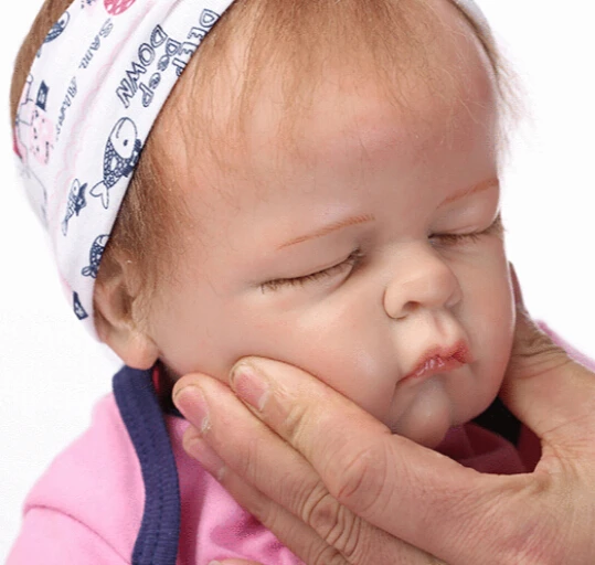 Реалистичный твердый силикон reborn baby dolls 53 см размер волосы с корнями ресницы 2