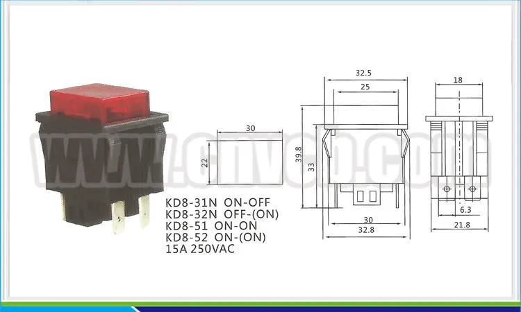 NS239 CE ROHS KD8 32N мгновенный выкл (вкл.) 15A 250VAC кнопочный переключатель|switch on|switch on onswitch |
