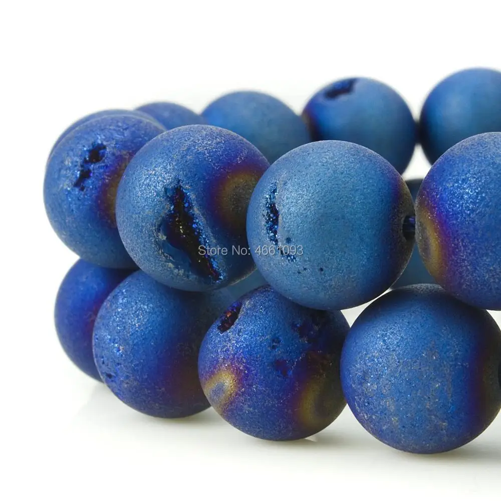 Натуральный Матовый Druzy Quartz Agates хрустальный камень бусины с металлическим