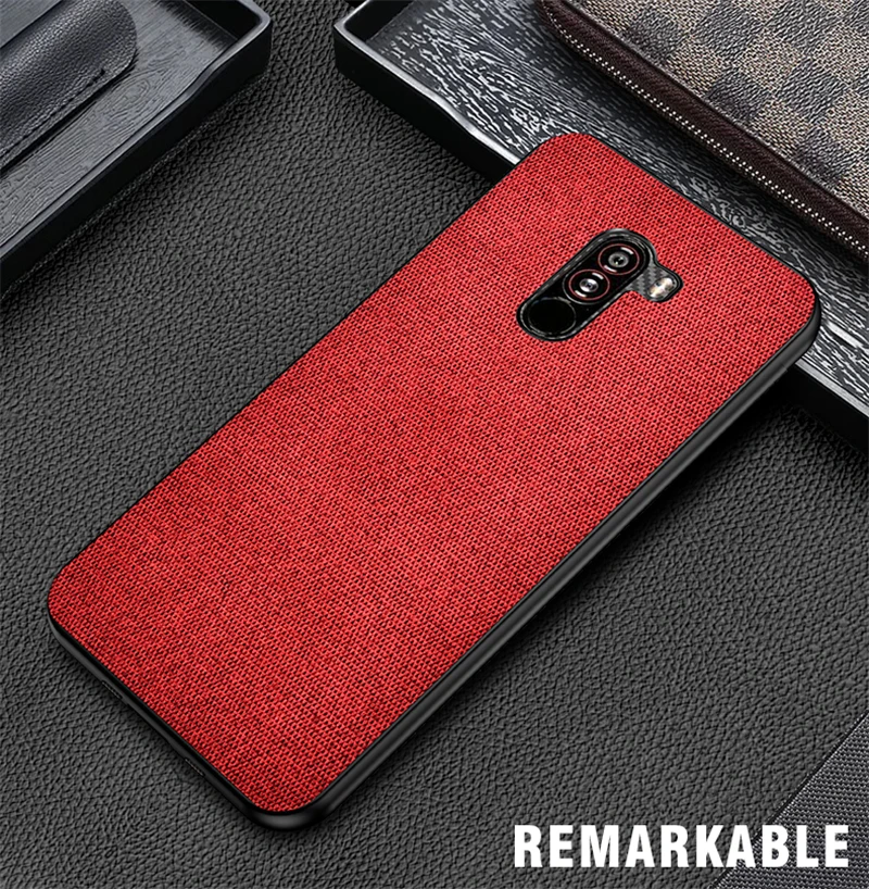 Роскошный ультра-тонкий хлопковый тканевый чехол s для Xiaomi POCOPHONE F1 Phone Sofr силиконовый чехол для задней панели POCOPHONE F1 кожаный чехол