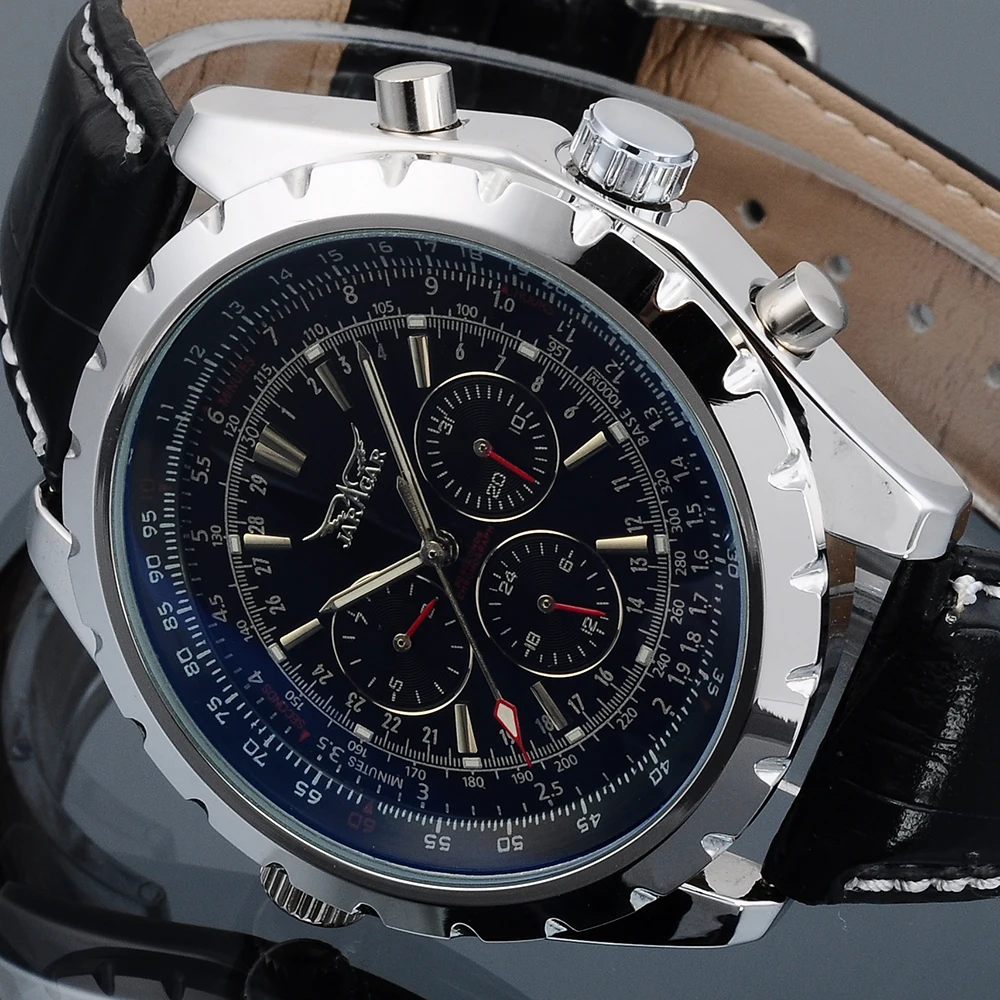 Мужские часы JARAGAR Relojes Hombre с поворотным циферблатом из нержавеющей стали