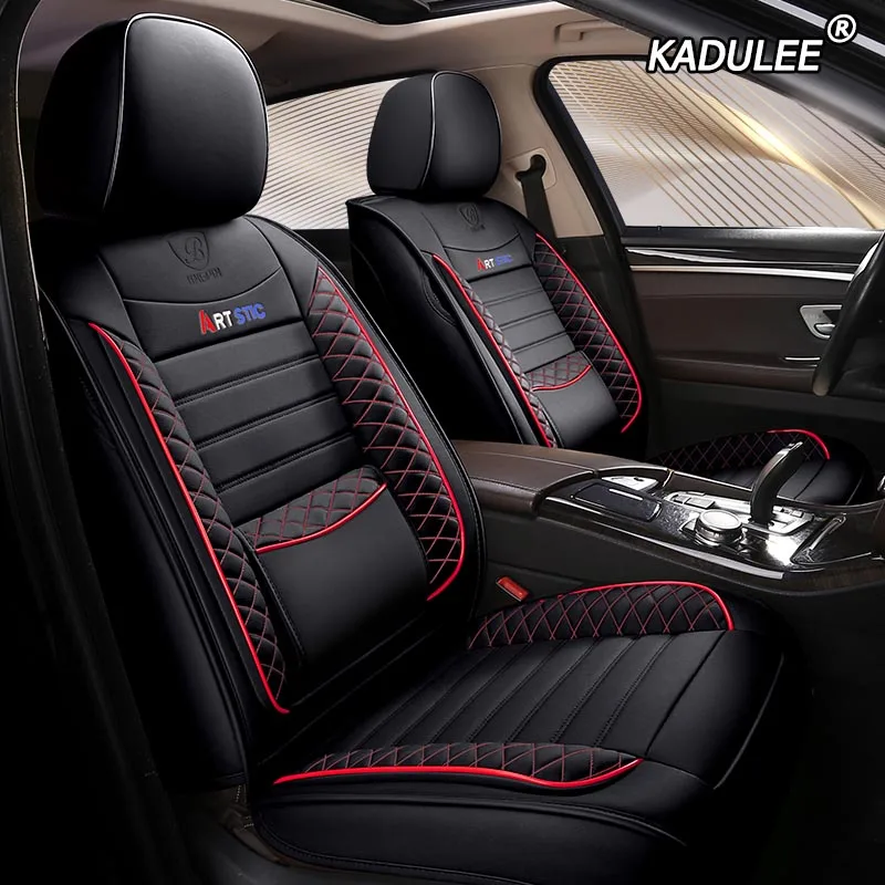 KADULEE кожаный чехол автокресла для mitsubishi pajero 4 2 sport outlander xl asx аксессуары lancer Чехлы для сидения автомобиля авто - Название цвета: black red