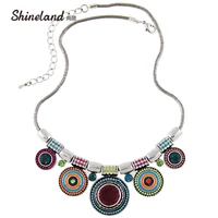 shineland 2021 new choker necklace fashion ethnic collares vintage colorful beads statement pendant for women jewelry gifts
