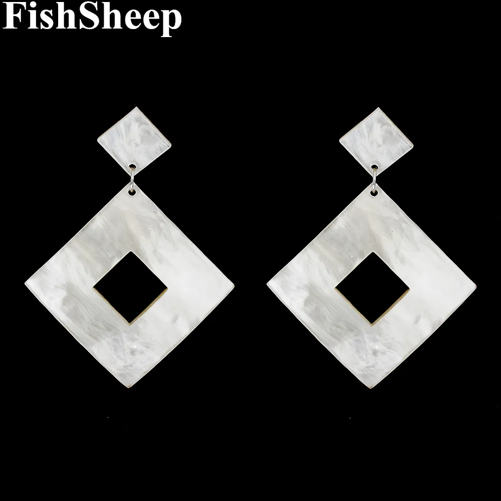 Fishsheep акриловые квадратные Висячие серьги для женщин винтажные белые висячие