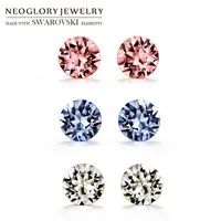 neoglory jewelry rhinestone s925 silver stud earrings classic colorful round design embellished with crystals from swarovski