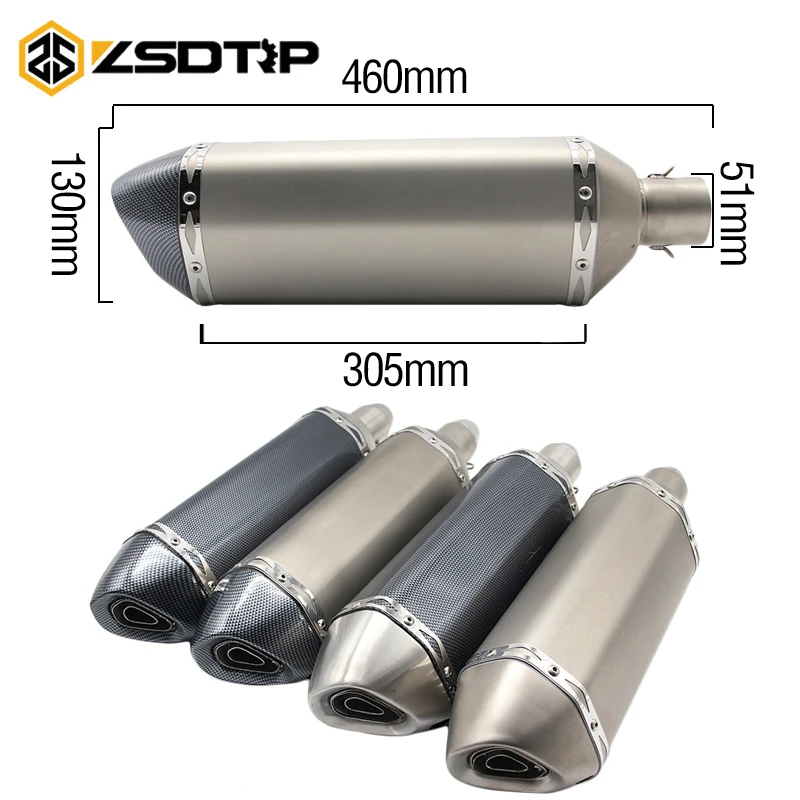 ZSDTRP 35 51 мм универсальный глушитель выхлопной трубы мотоцикла Escape Slip On труба с DB
