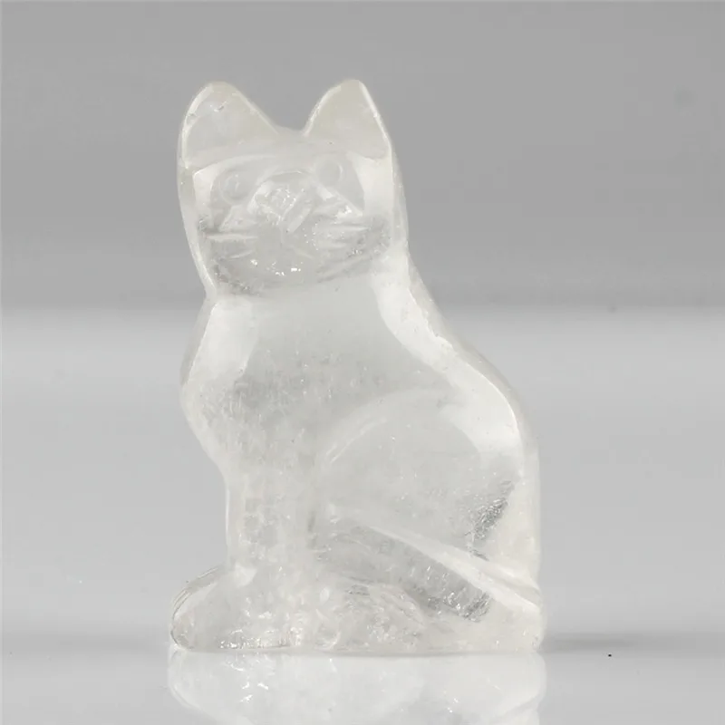 2,0 дюймов фигурки кошек натуральный розовый кварц Howlite обсидиан камень синий точка резные Чакра Исцеление Кристалл Рейки бусины Сумка