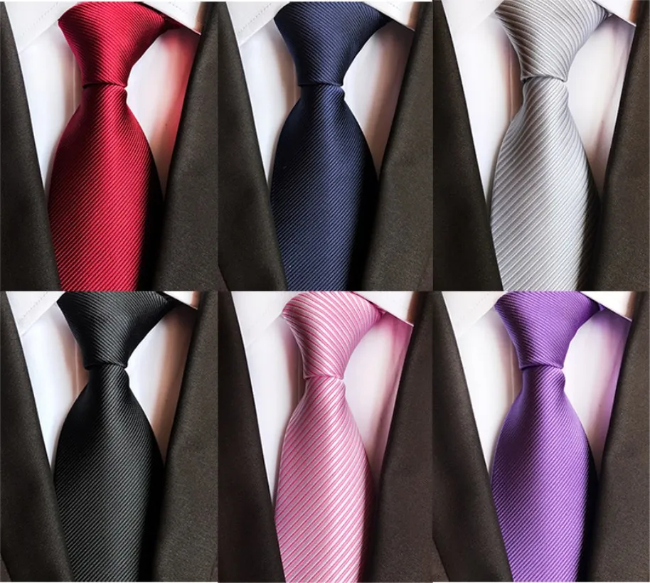 

Tie Necktie Polyester Silk Neck Ties Men Business Wedding Party Black Pink Navy Blue