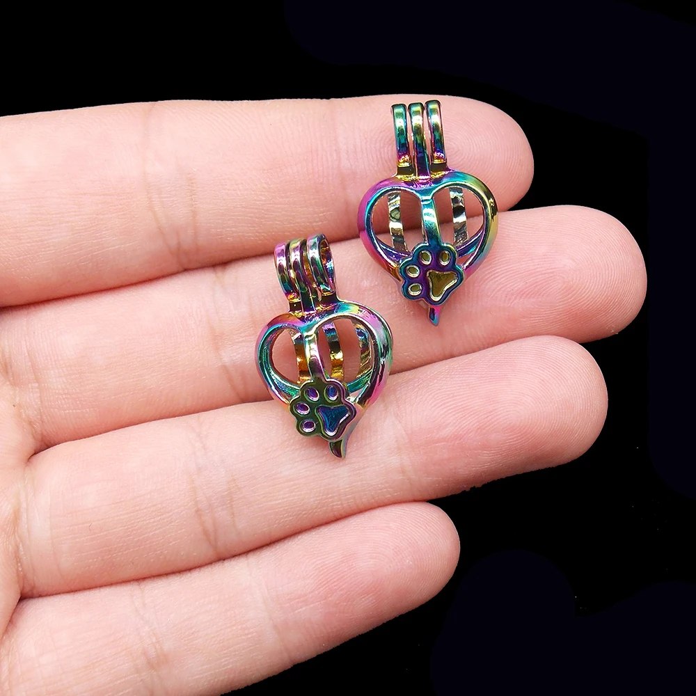 5 шт./лот радужный красочный милый жемчужный кулон в виде собачьей лапы для духов