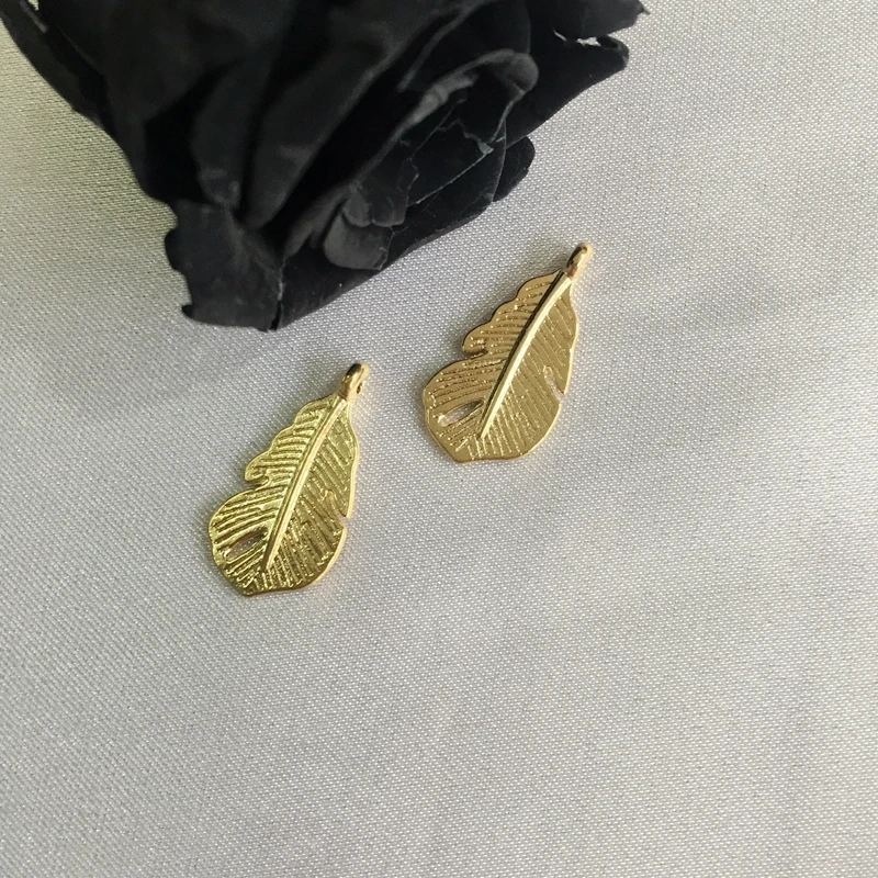 

95Pcs 9*18MM "Banana leaves" KC Gold Color Alloy Jewellery Beads Jewelry Charms