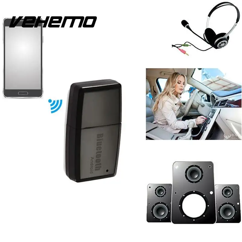 Автомобильный мини USB беспроводной Bluetooth V4.1 + EDR музыкальный аудио приемник Vehemo AUX 3
