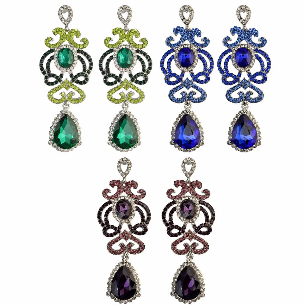 Элегантные женские серьги в форме капли воды Стразы длинные большие кристаллы