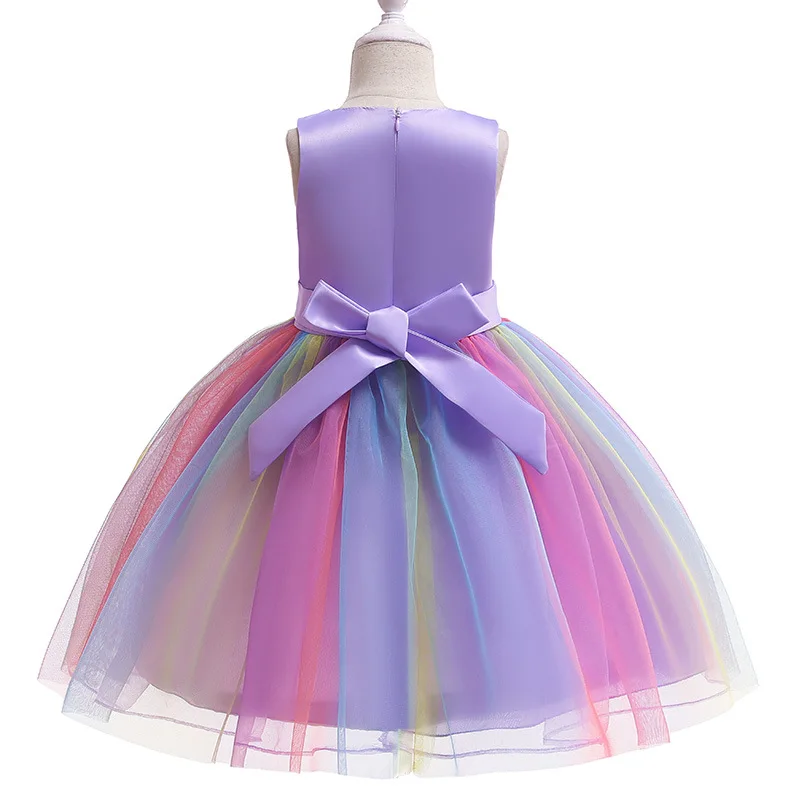 Fancy Teen Girl Embroidery Unicorn Dress Girls Tulle Gowns Princess Dresses Kids Cosplay Flower Party Unicornio Vestidos 4 6 8T | Детская