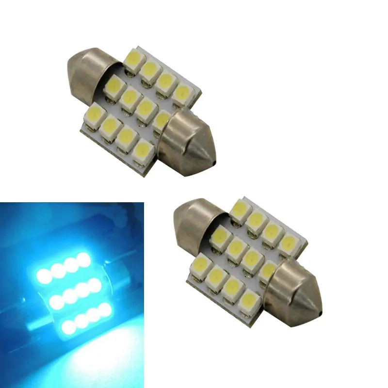 2020 Новинка Лидер продаж 12V 2 шт. салона Чтение светильник Aqua Blue 31 мм 12 SMD DE3175 DE3022 со