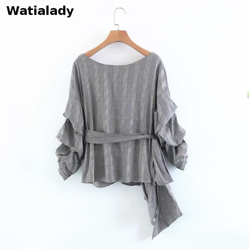 Watialady 2017 Винтаж плед свободные длинные Рубашки для мальчиков с длинным рукавом