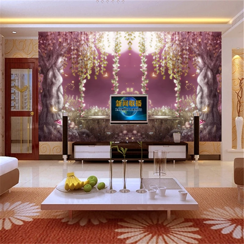 Beibehang Сказочная страна fantas фиолетовые цветы виноградные деревья papel de parede 3d обои