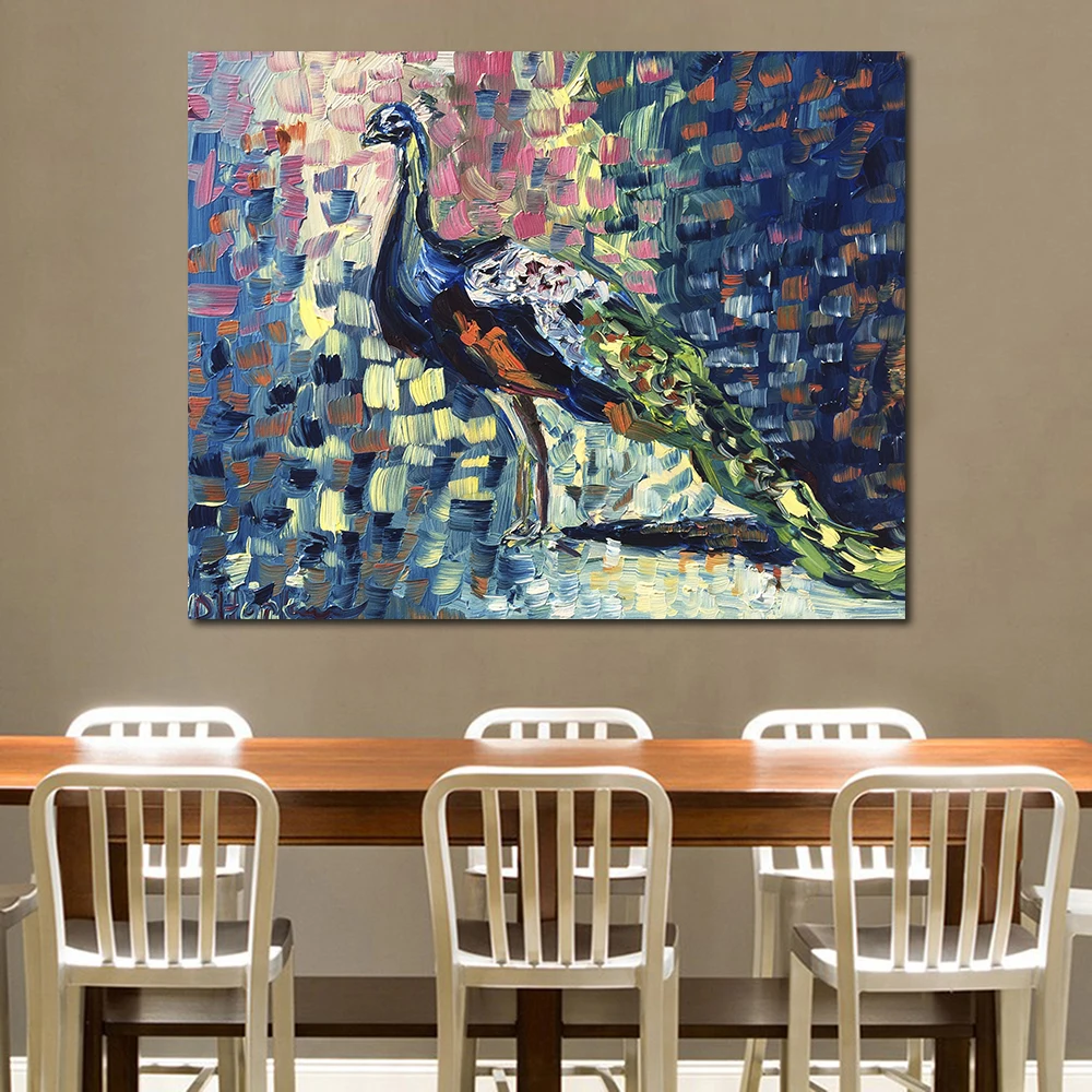 Картины JQHYART с милым павлином для гостиной настенные картины на холсте картина