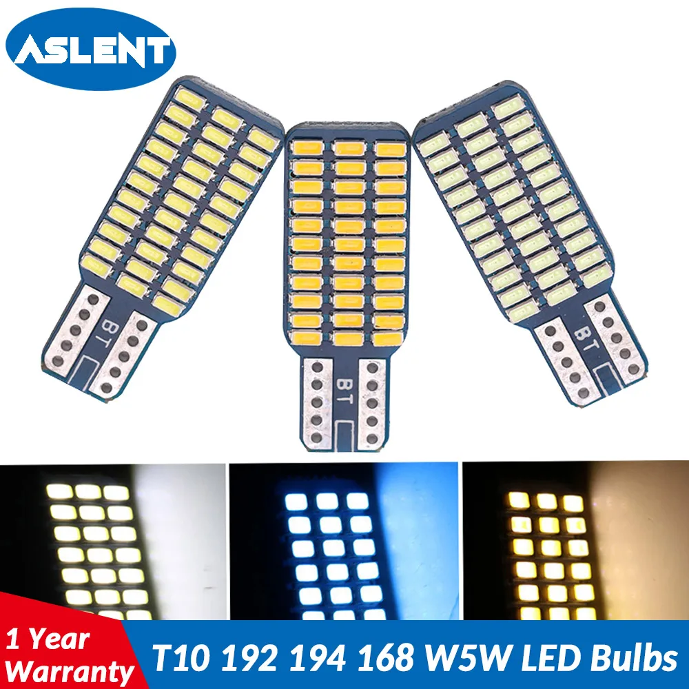 

ASLENT 2PCS T10 192 194 168 W5W LED Bulbs 33 SMD 3014 Car Tail Lights Dome Clearance Lamp White ice blue 12V Canbus Error Free
