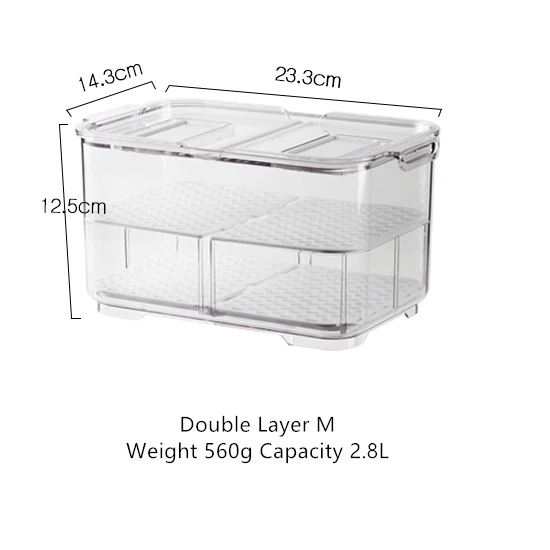 Double Layer M Кухонный холодильник ящик для хранения фруктов и овощей контейнер для хранения дренажа пластиковый контейнер - Цвет: Double Layer M