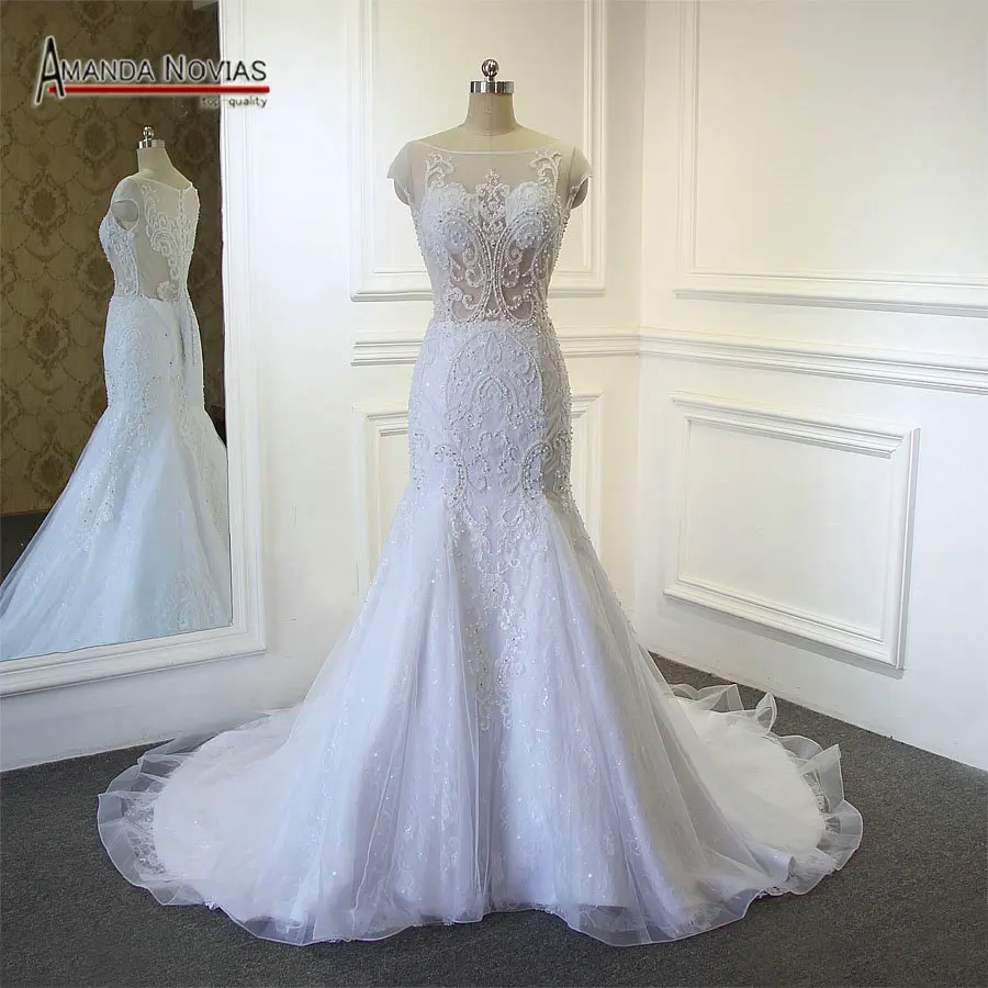 Vestido de noiva/Новое поступление года, свадебное платье русалки, топ, свадебное платье с прозрачным лифом